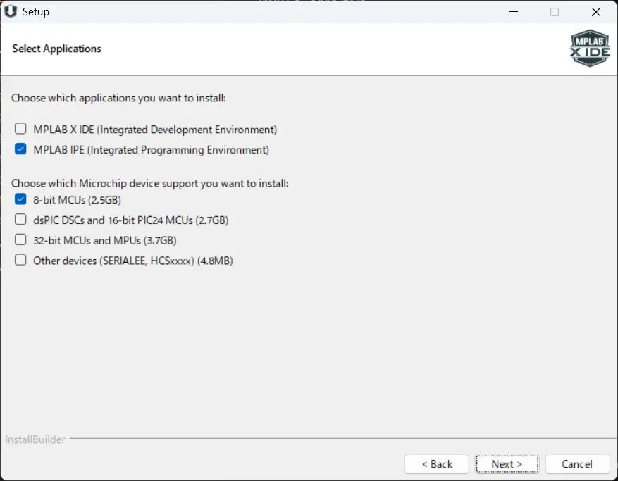 今回の記事で最低限必要なものだけにチェックを入れた状態